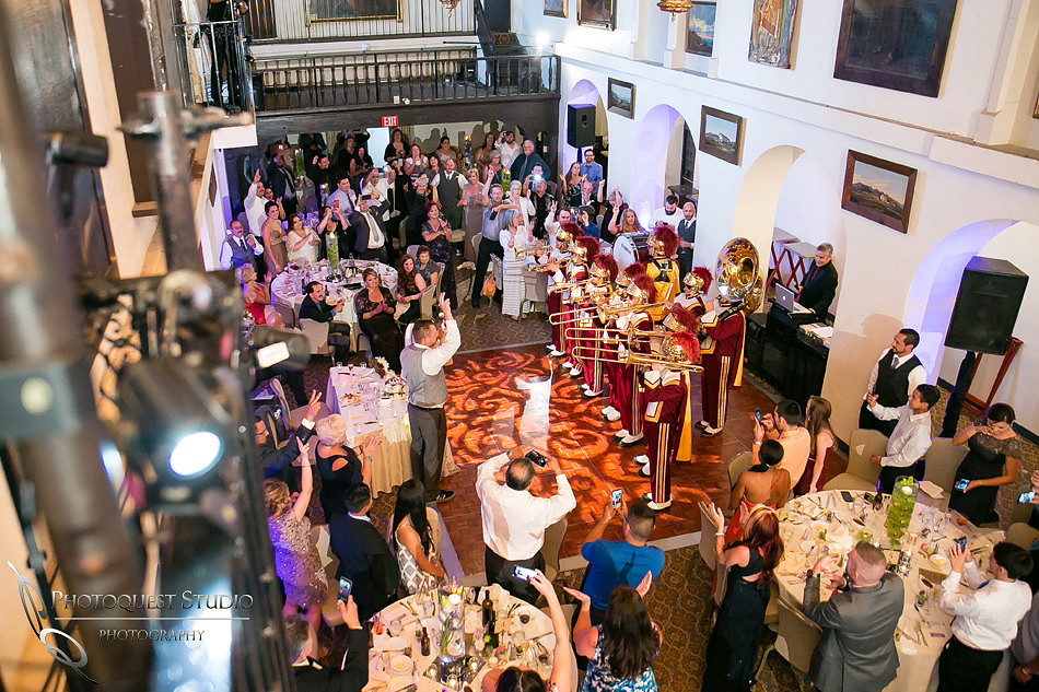 USC marching band at mission inn hotel wedding