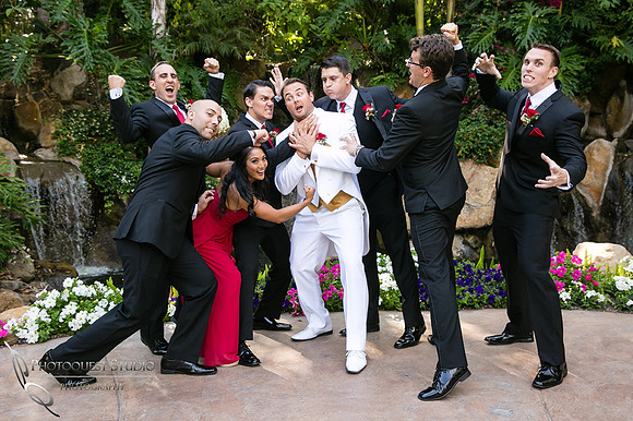the groom in trouble at Grand Tradition Estate Fallbrook by Temecula Wedding Photographer
