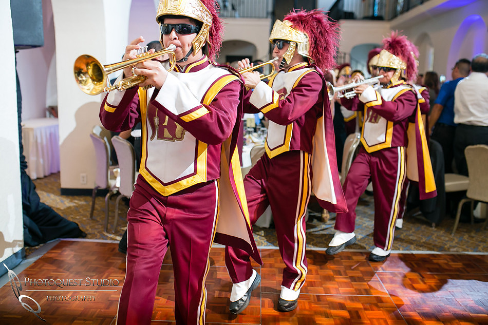 USC marching band at Mission Inn Hotel Wedding Photo by Riverside-Temecula Wedding Photographer