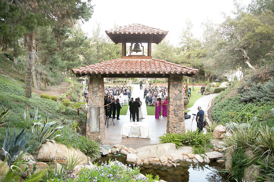 Pala Mesa resort waterfall wedding site