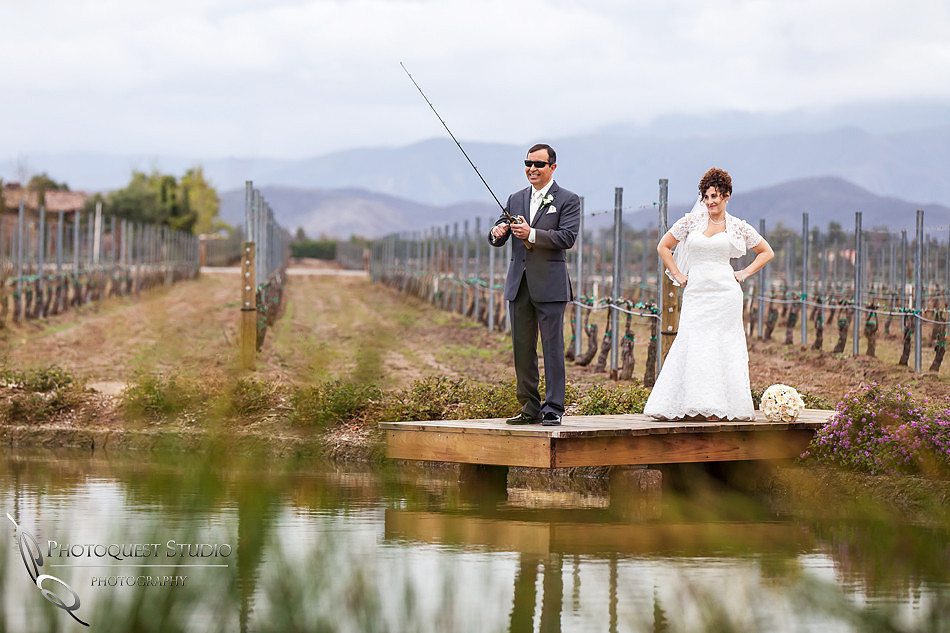 Groom fishing on Wedding day at Ponte Winery