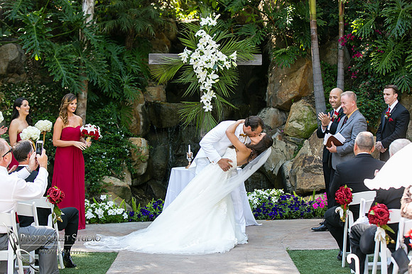 first kiss at Grand Tradition Estate Fallbrook by Temecula Wedding Photographer