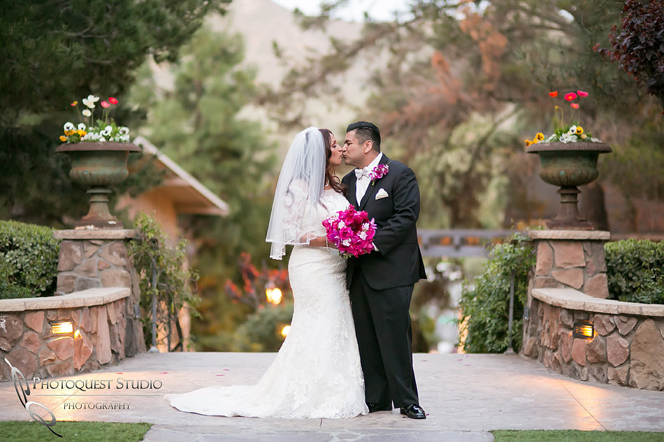 the bride and groom lovely kiss