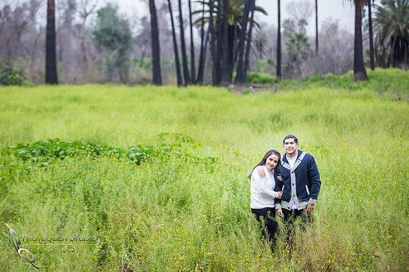 Engagement photo with flowers by Temecula wedding photographer