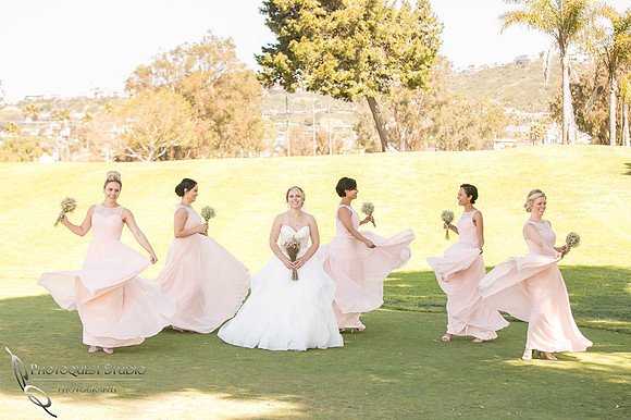 Bridesmaids dancing around the Bride, Temecula, Fallbrook wedding photographer