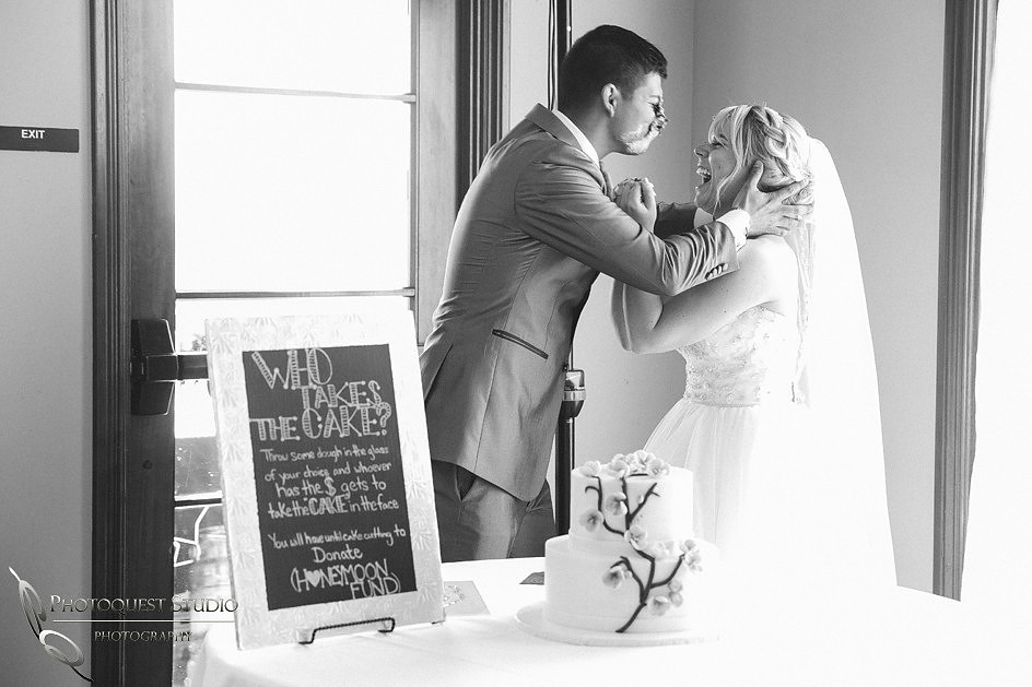 Kissing with cake in the face, Temecula, Fallbrook wedding photographer