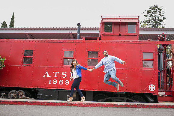 Engagement photo at Mission San Juan Capistrano by Temecula Wedding Photographer