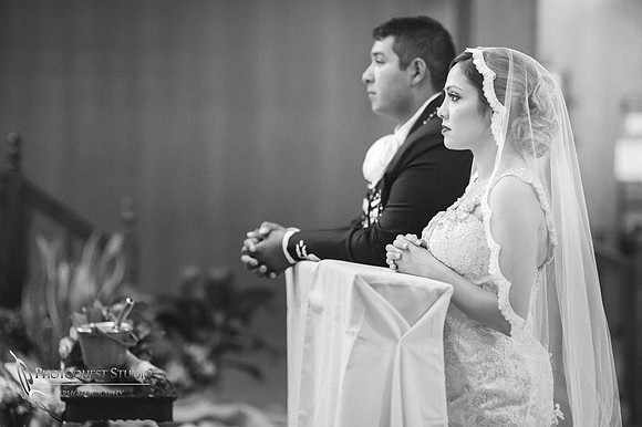 Vaquero Mexican Traditional Church Wedding in Black and white