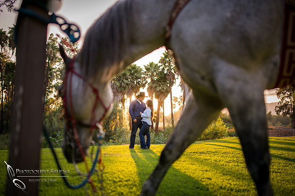 Wedding Photographer in Temecula, Engagement Photo with beautiful Couple and Horses in Riverside