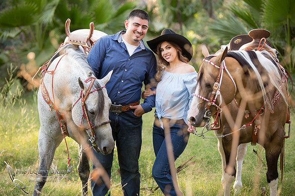 Wedding Photographer in Temecula, Engagement Photo with beautiful Couple and Horses in Riverside, California - Mayra and Juan