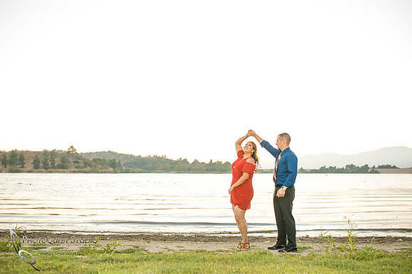 Dancing at sunset, Engagement-Photo-at-Frank-G-Bonelli-park