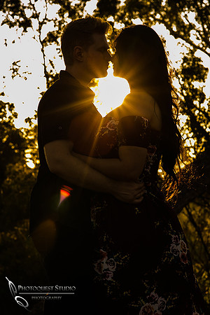 Kissing at sunset at Engagement Photo at Hillcrest Park, Fullerton