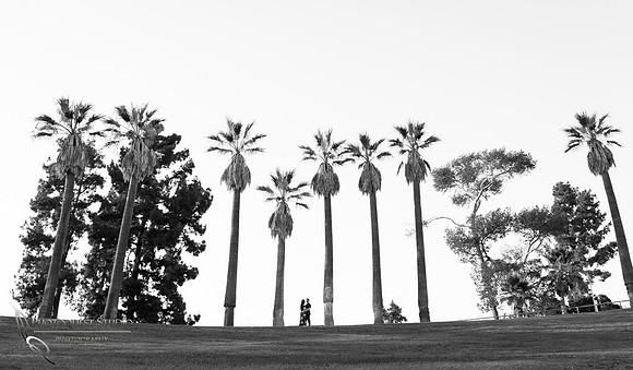 black and white Engagement Photo at Hillcrest Park