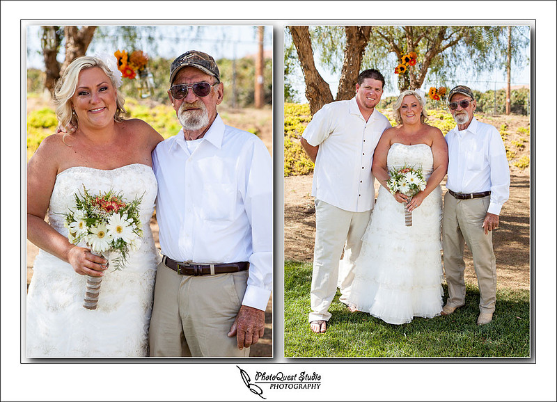 Bride and Groom and Grandpa at DIY Backyard wedding in Escondido, San Diego by Temecula Wedding Photographer of PhotoQuest Studio | Photography - Locate in Menifee and serving both N&S California