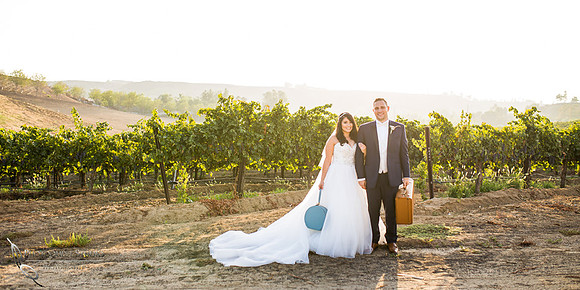 Wedding Photo with briefcase at Leoness Cellars by Temecula Winery Photographer