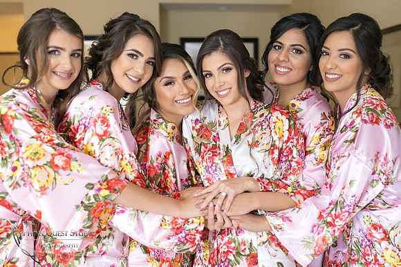 Bride and Bridesmaids getting ready