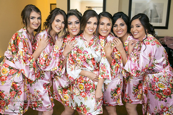 beautiful bridesmaids with bride
