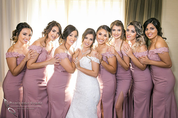 stunning looking bride and bridesmaids