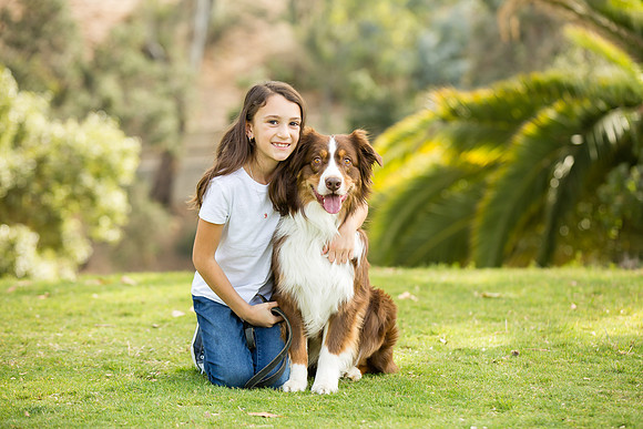 Young girl and her dog