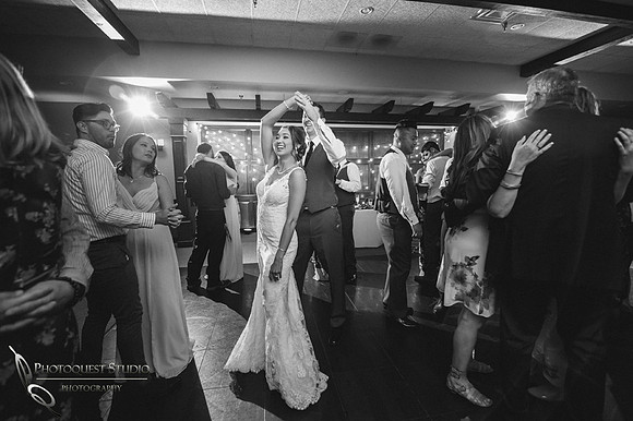 Bride and groom dancing
