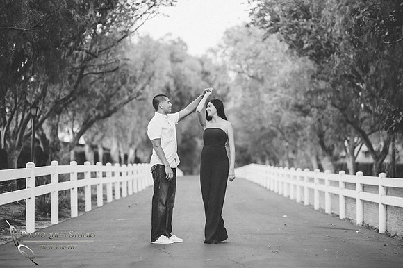 Dancing in black & white engagement photo by Wedding Photographer in Temecula