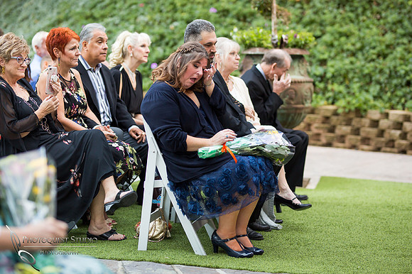 The bride's Mom crying at her daughter wedding