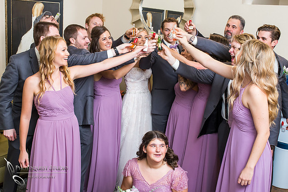 wedding party cheer and drink