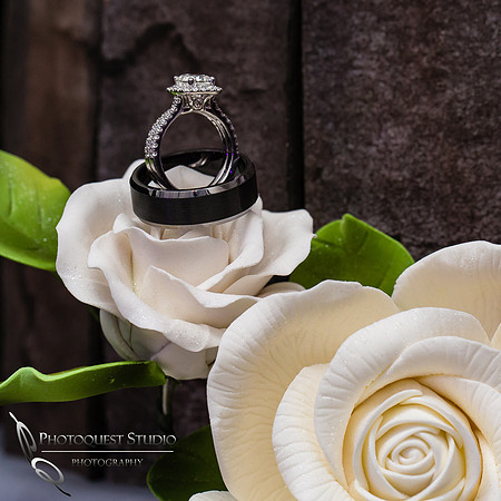 Wedding ring by the cake