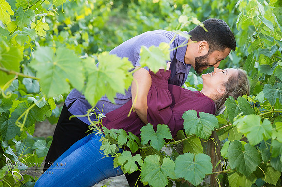 Happy dip and kiss at winery in temecula