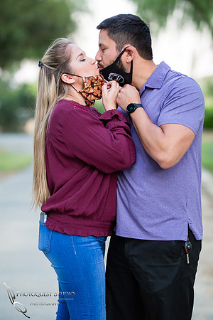 Engagement photo, squeeze in a kiss during COVID-19 Pandemic by Temecula wedding photographer