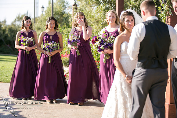 bridesmaid cry during wedding ceremony