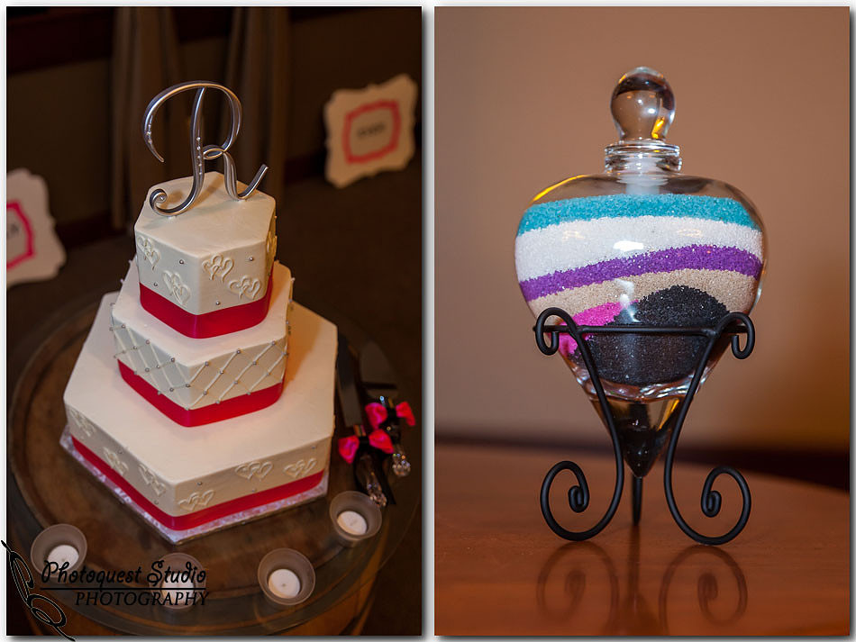 wedding cake and sand heart at Wiens family cellars temecula winery by temcula wedding photographer
