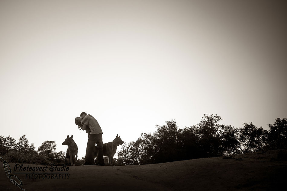 Temecula Wedding Photographer captured romantic outdoor Engagement photos with dog by Natural Light in Fallbrook, San Diego