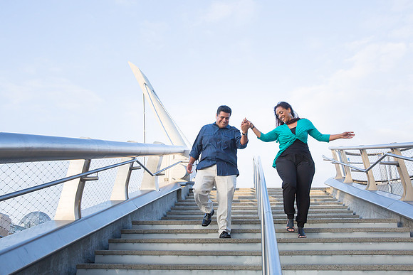 San Diego Convention Center, Gaslamp District , Downtown Engagement Photo - Synthia & Mike