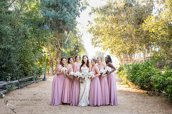 Bride and Bridesmaids at Lake Oak Meadows, Temecula Winery by Photographer of Photoquest Studio