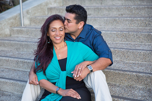 San Diego Convention Center, Gaslamp District , Downtown Engagement Photo - Synthia & Mike