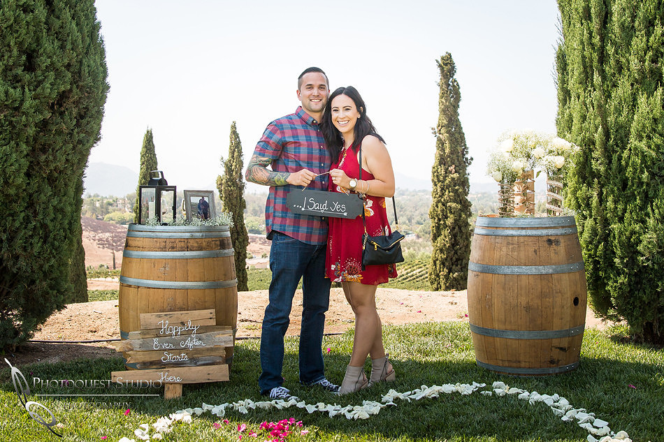 Surprise Proposal at Callaway, Temecula Winery by Wedding Photographer of Photoquest Studio - Tim & Megan