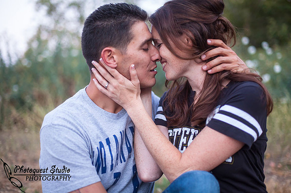 Temecula Wedding Photographer captured romantic outdoor Engagement photos with dog by Natural Light in Fallbrook, San Diego