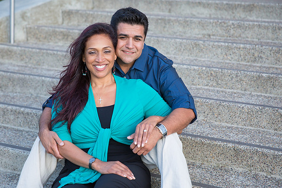 San Diego Convention Center, Gaslamp District , Downtown Engagement Photo - Synthia & Mike