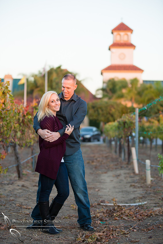 The sunset at Engagement photo at South Coast Winery, California by Temecula Wedding Photographers