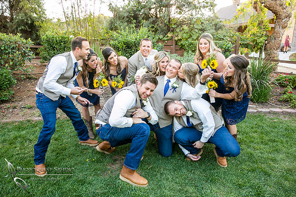 Bridal party fun at Longshadow Ranch Winery by Temecula Wedding Photographer