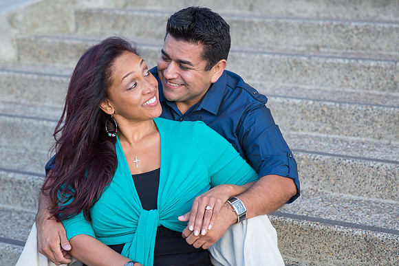 San Diego Convention Center, Gaslamp District , Downtown Engagement Photo - Synthia & Mike