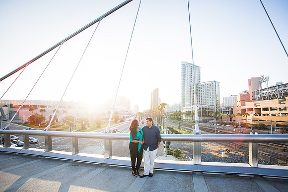 San Diego Convention Center, Gaslamp District , Downtown Engagement Photo - Synthia & Mike