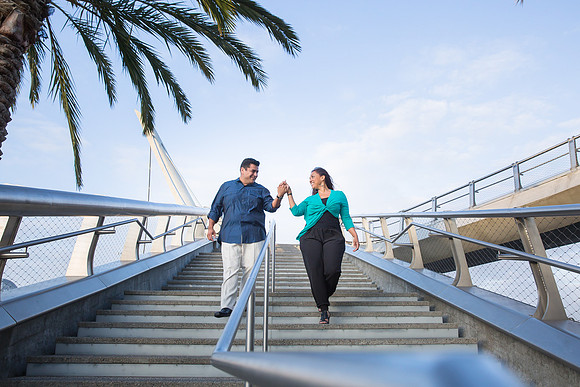 San Diego Convention Center, Gaslamp District , Downtown Engagement Photo - Synthia & Mike
